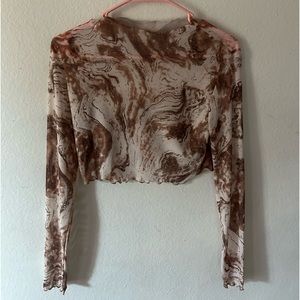 Sheer long sleeve crop top size M